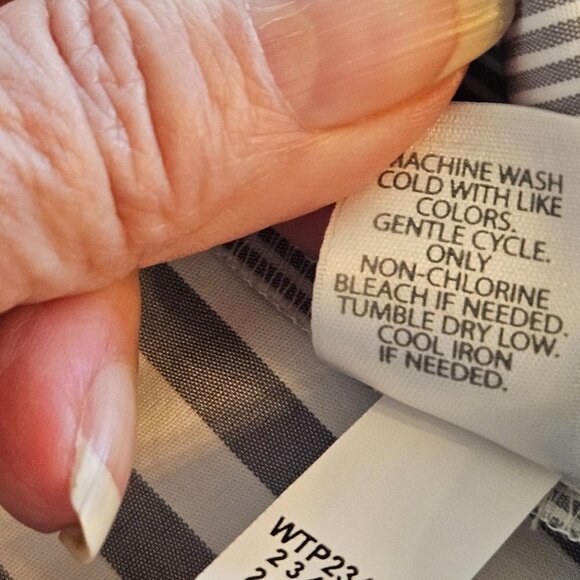 J. Jill Wearever Collection XL Gray Striped Lagenlook Oversized Buttondown Shirt - Picture 7 of 12